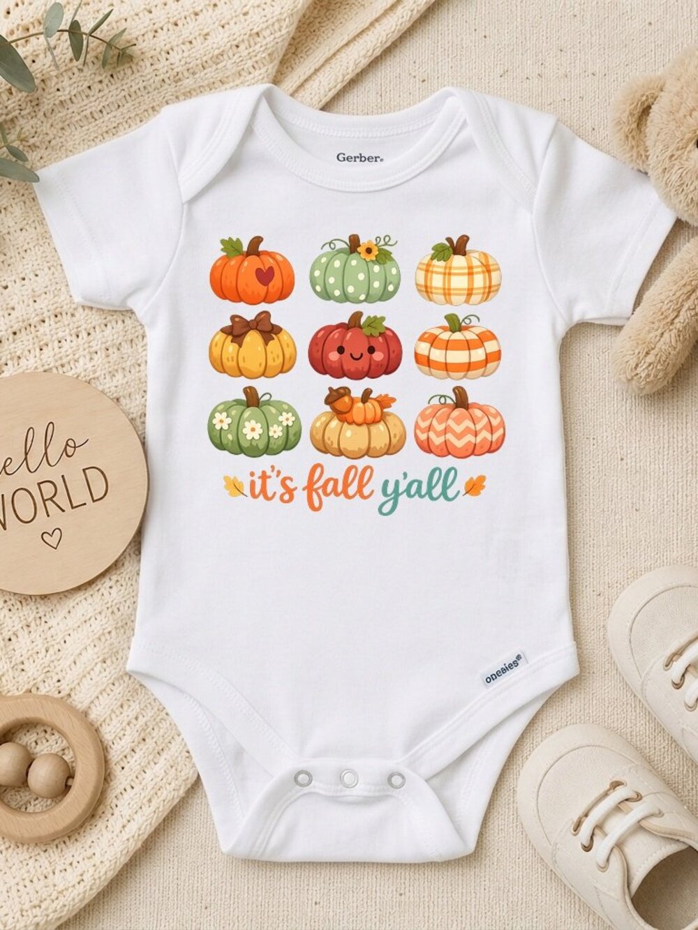 It's Fall Y'all Pastel Pumpkin Autumn Boys ONESIE®